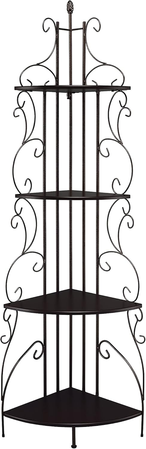 4-Shelf Corner Bookcase Cappuccino and Copper O17453