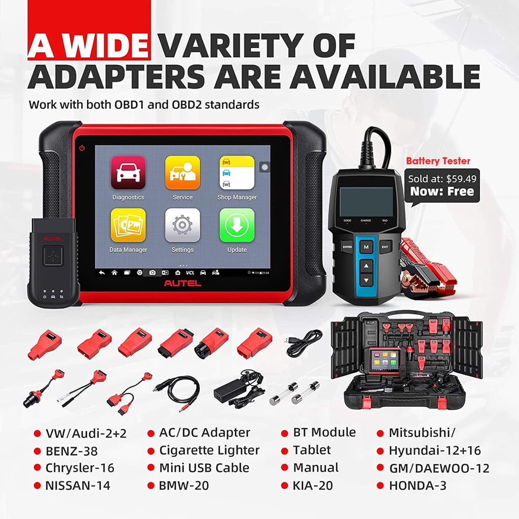 Autel Scanner MaxiCOM MK906BT with Battery Tester, 2022 Auto Scan Tool with ECU Coding, 31+ Service Functions, All Systems Diagnostics, Active Test X932