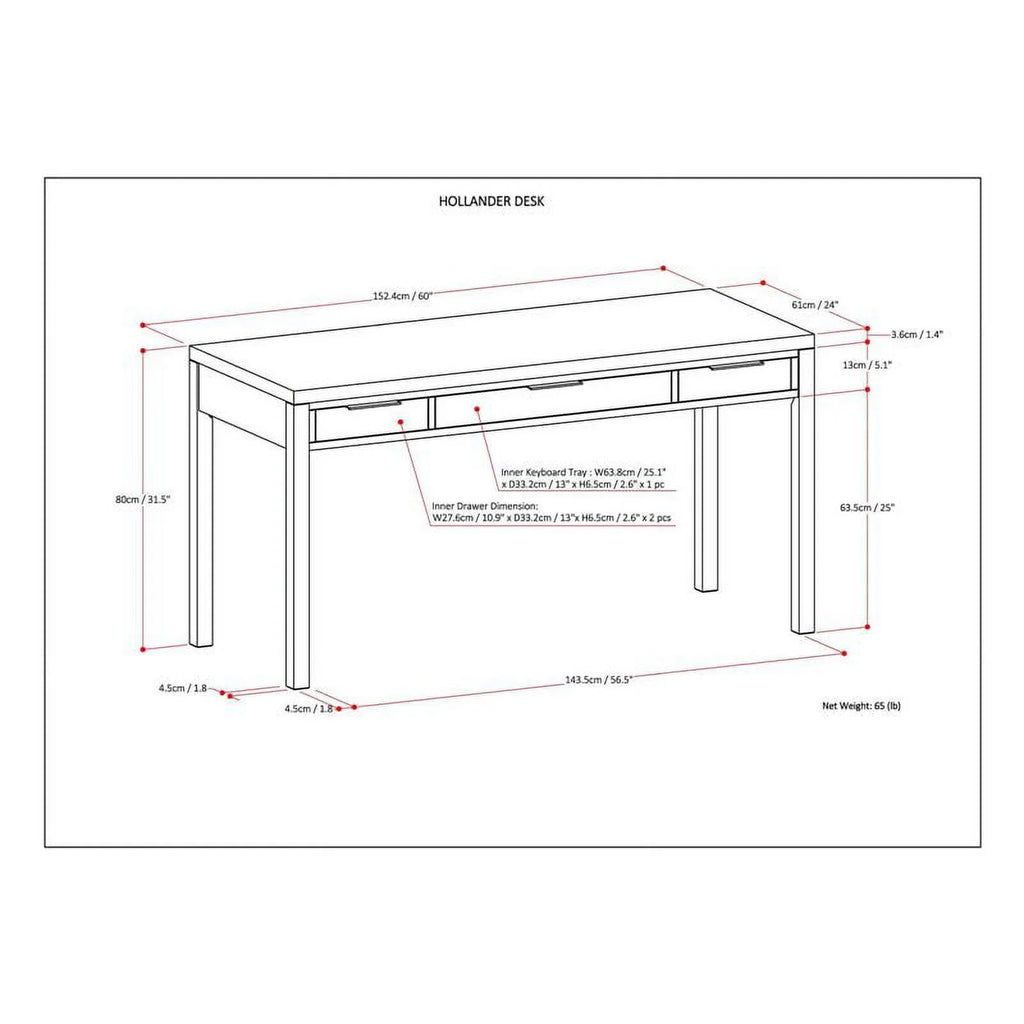 Solid Wood Contemporary 60 " Desk in Hickory Brown O299461