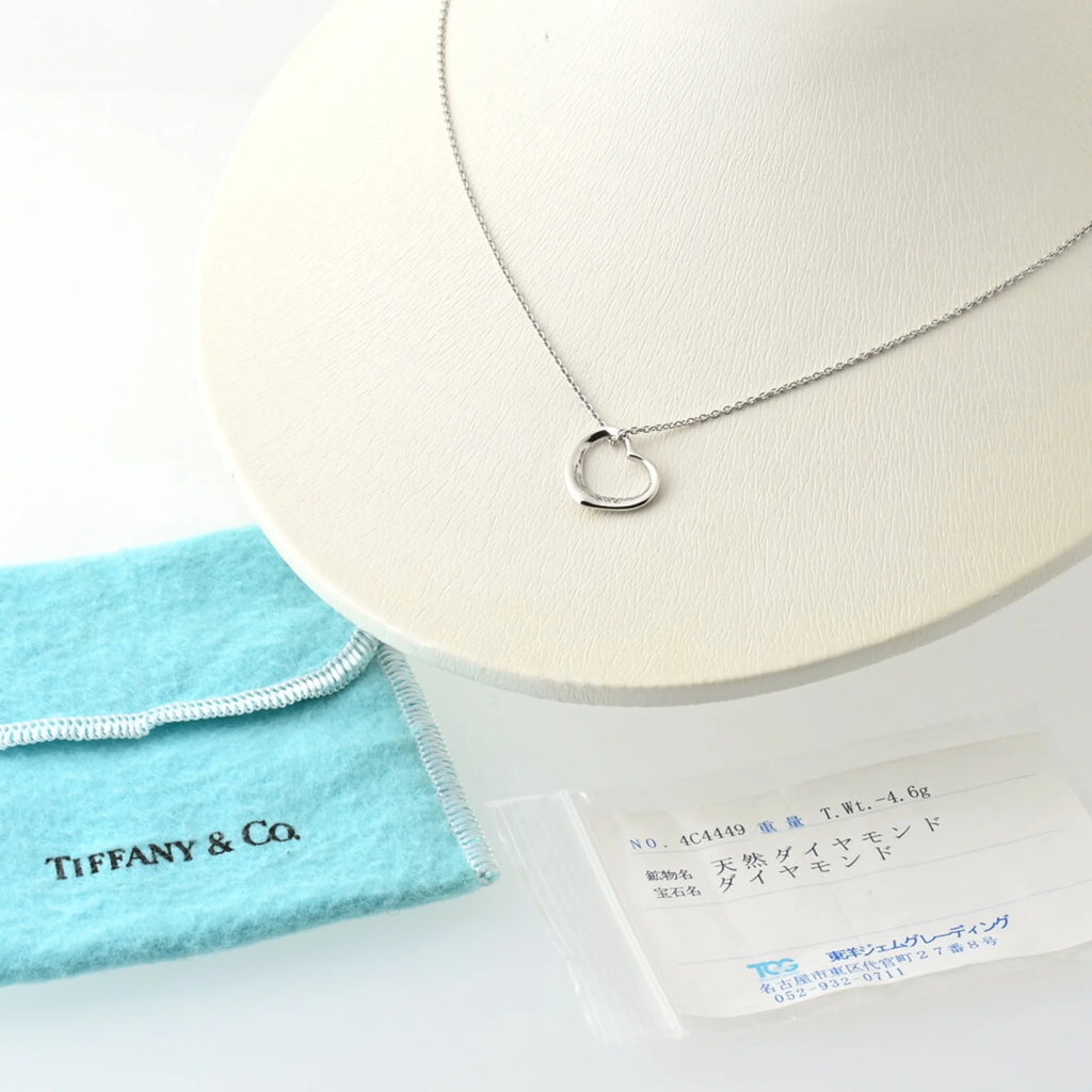 Tiffany pendant necklace open heart platinum diamond 41 cm R74527