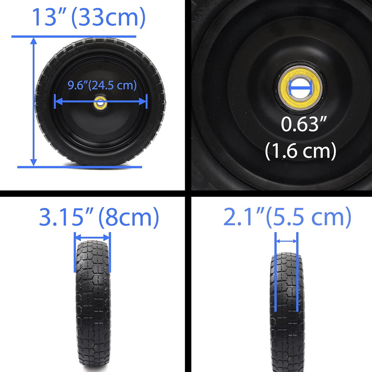 13'' Solid Polyurethane Flat-Free Tire and Wheel Assemblies P332102