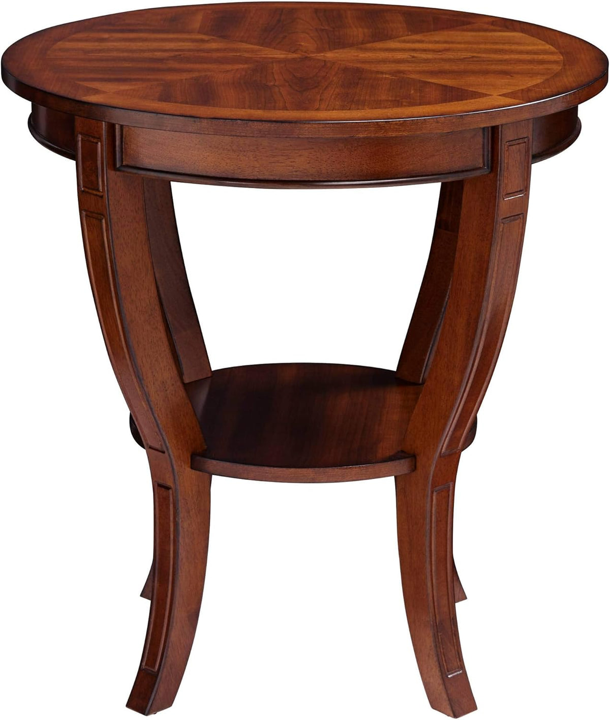 Rustic Cherry Wood Round Accent Side End Table 26" Wide Natural Grain Curving Legs R71396