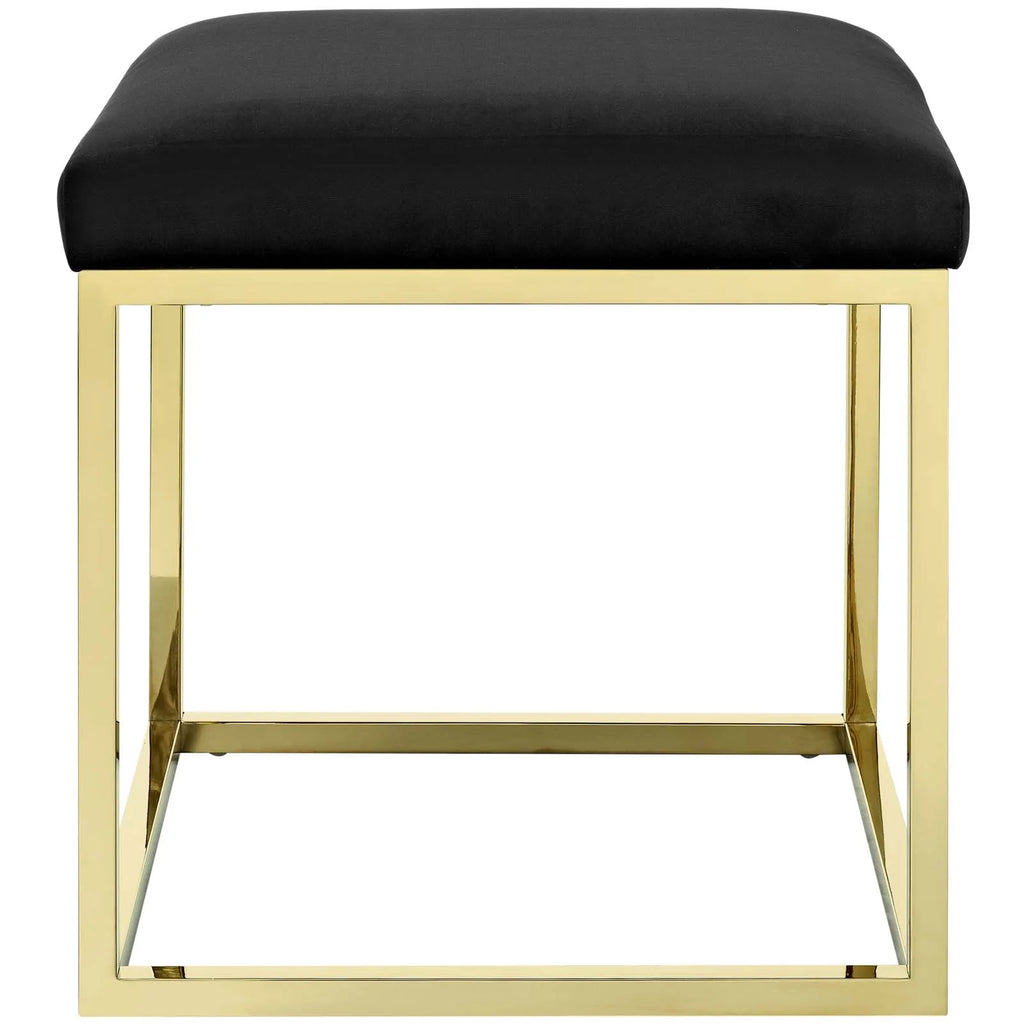 Gold Black Velvet Accent Chair Ottoman V339475