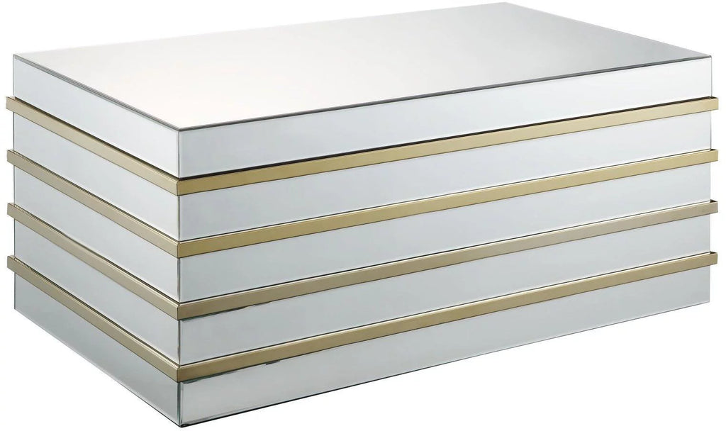 Mirrored Gold Coffee Table + 2 End Tables D91327