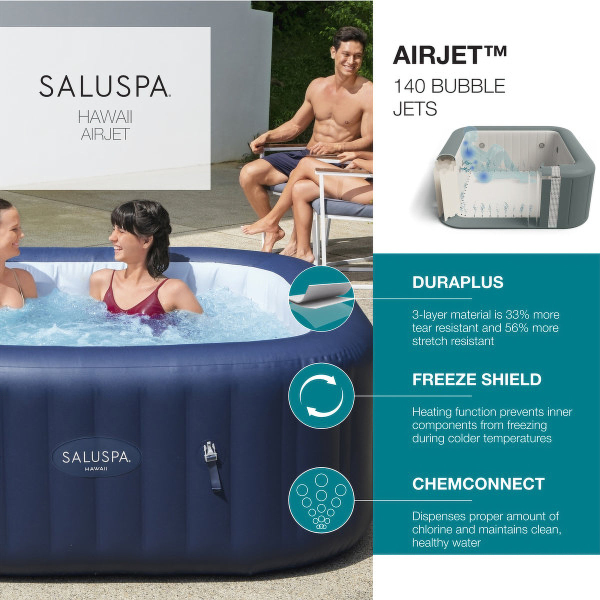 Blue Square Inflatable Hot Tub R8511