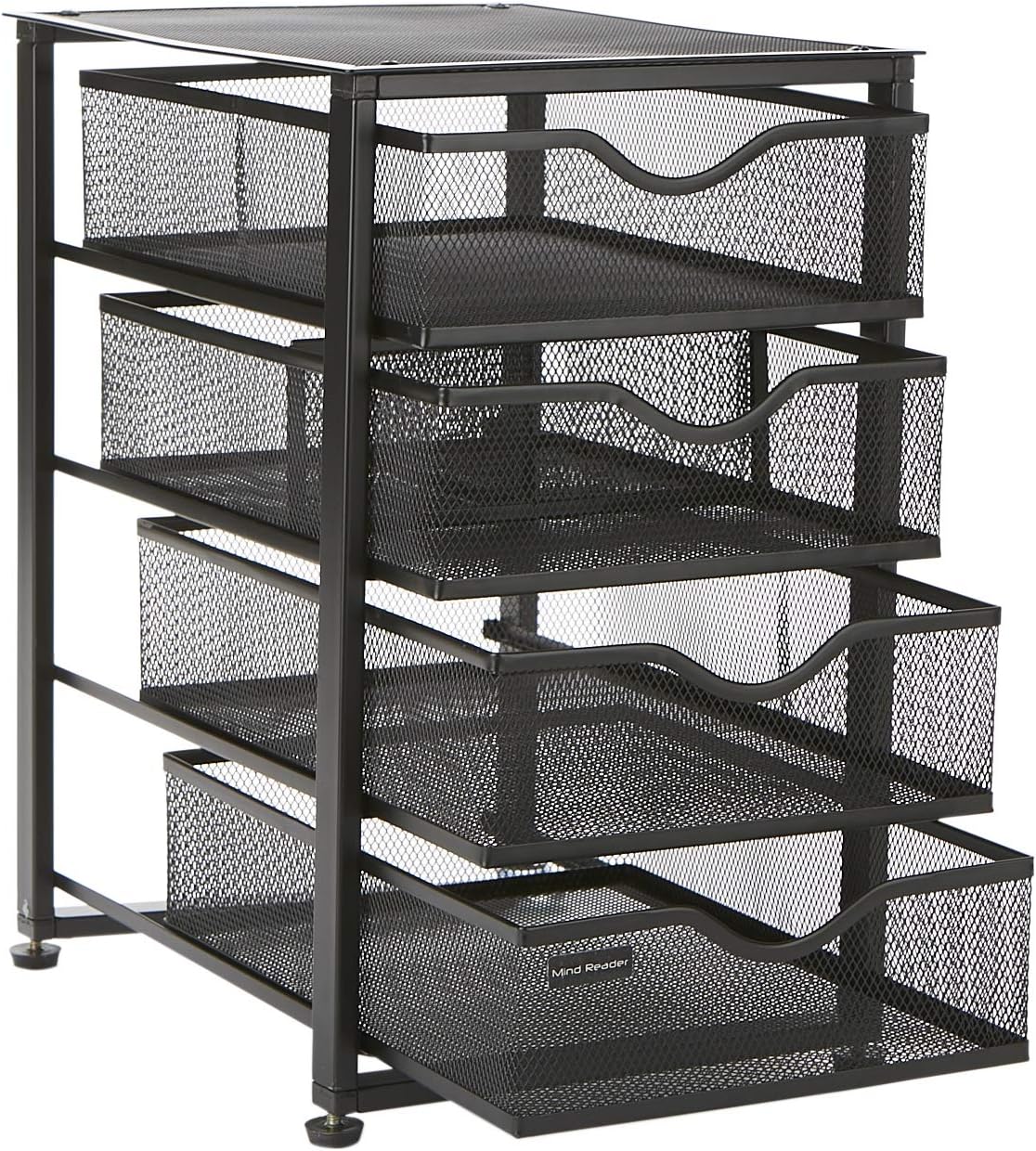 4-Tiered Rolling Mesh Office Storage Cart, Black F883827