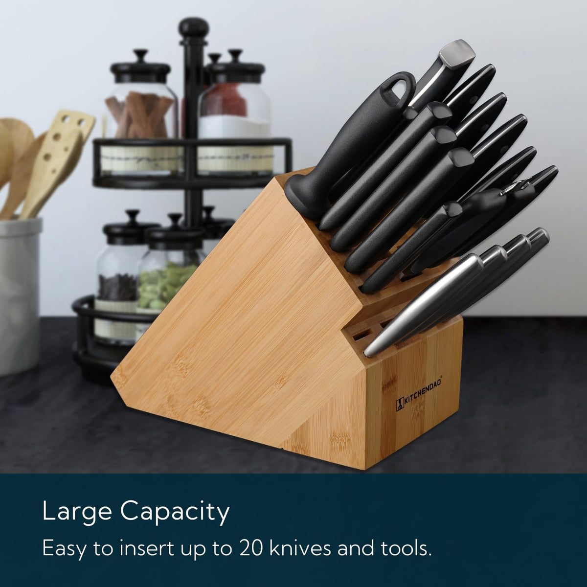 XL Bamboo Knife Block Holder 20 Slot P9710