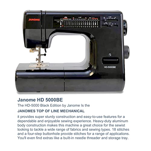 Heavy-Duty Sewing Machine with Aluminum Body, 18 Stitches, Free Arm, Built-In Needle Threader H724