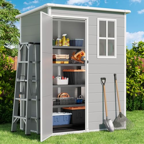 Grey Resin Storage Shed with Floor T46032