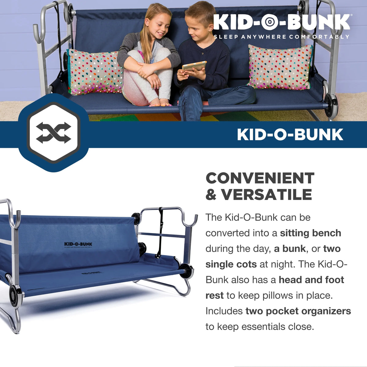 Navy Double Cot with Storage Organizers M1619