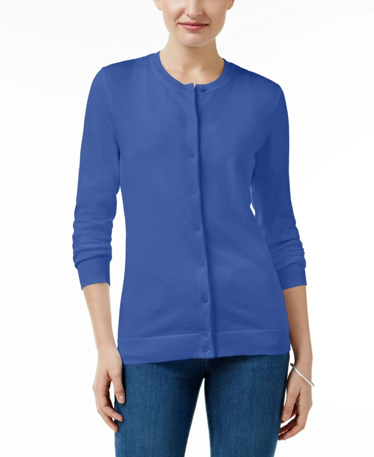 Persian Blue Crew-Neck Cardigan W540