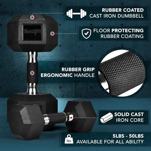 Chrome Rubber Grip Encased Hex Dumbbells 10-30 LBS Pair W6712