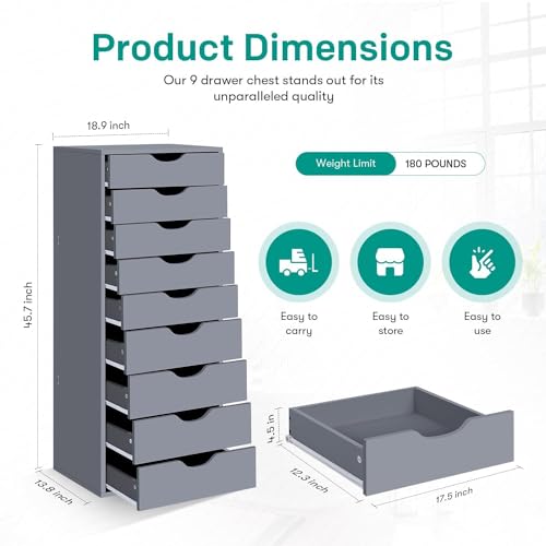 Black 9 Drawer Wood Dresser Y676304