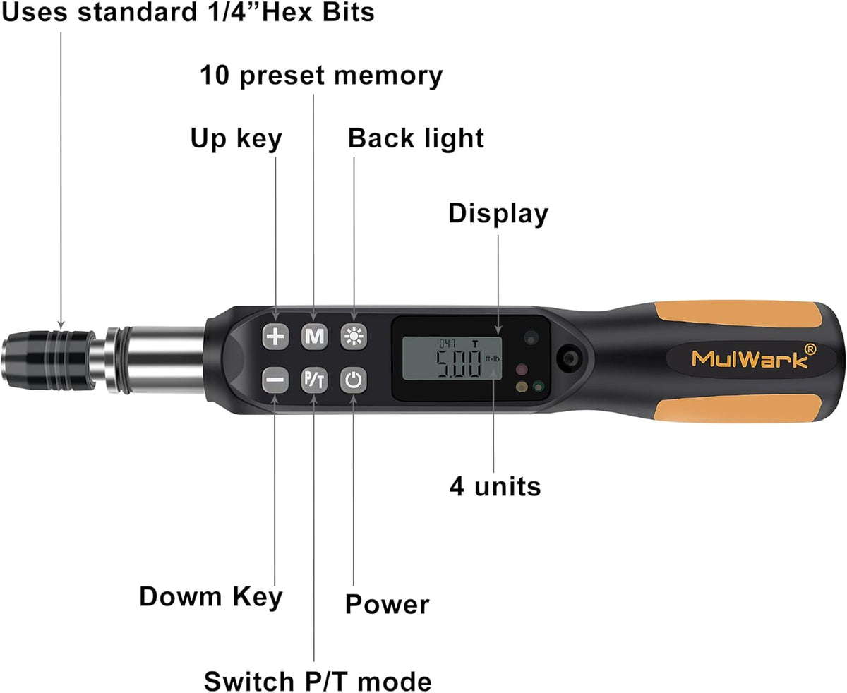 1/4 Mini Cordless Adjustable Torque Screwdriver with 9 PCS Bits & Storage Case L829462