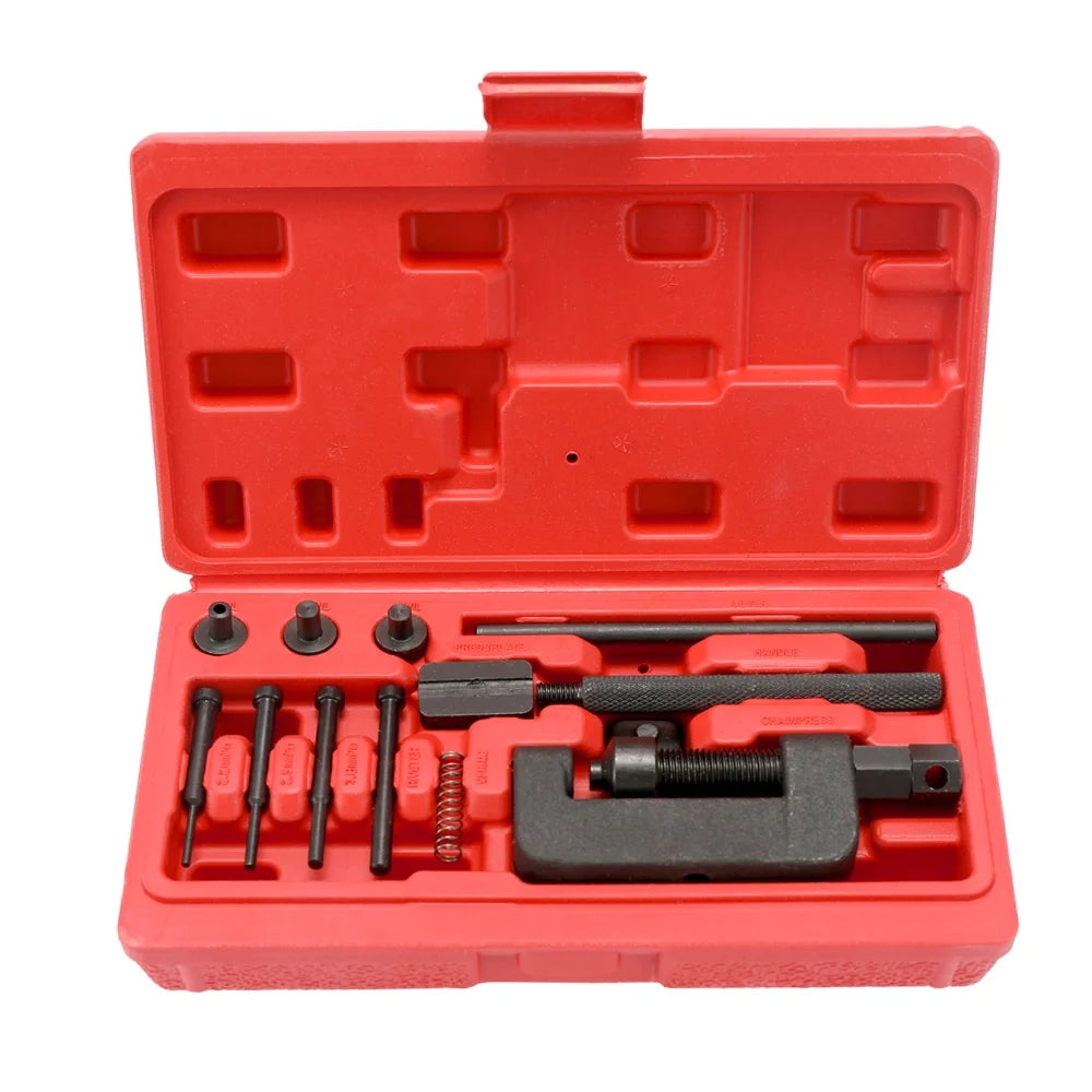 Motorcycle Chain Breaker Splitter Link Riveter Tool Set with Carry Box B6019