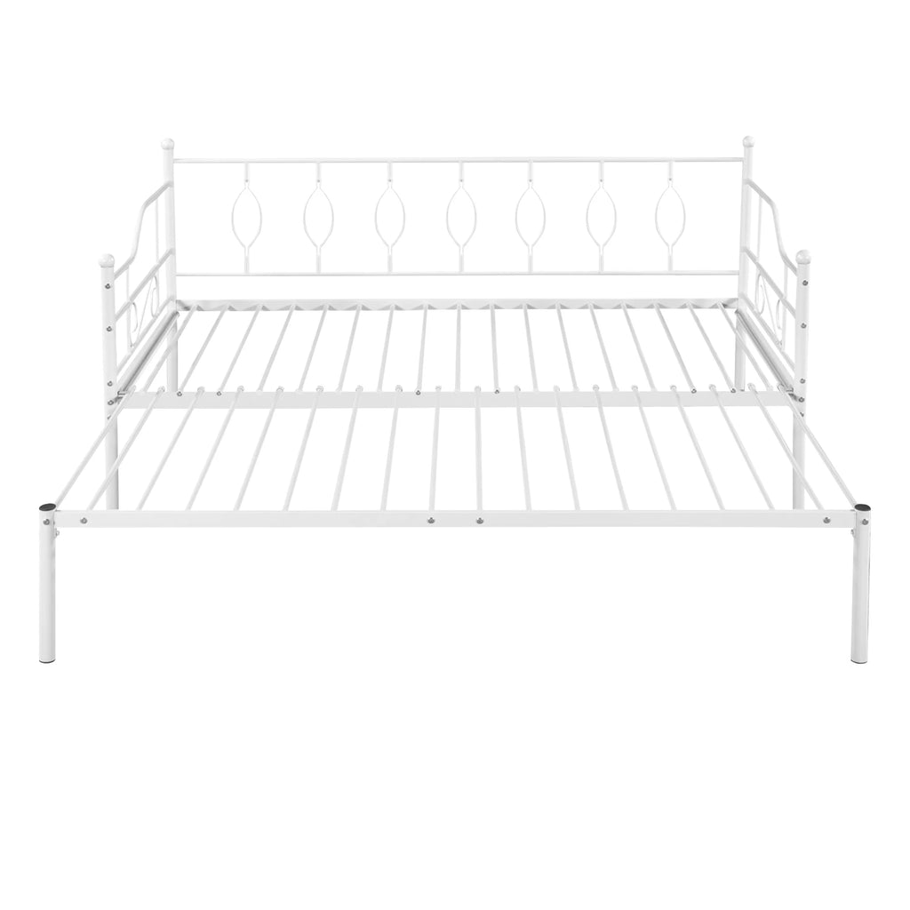 White Twin Size Metal Daybed with Trundle O54811