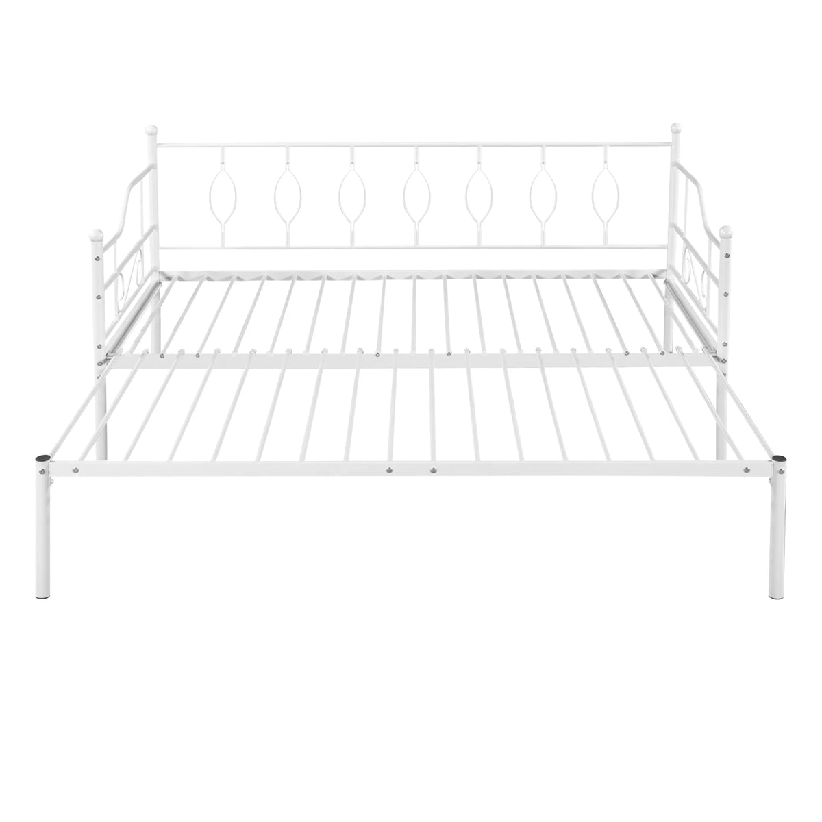 White Twin Size Metal Daybed with Trundle O54811