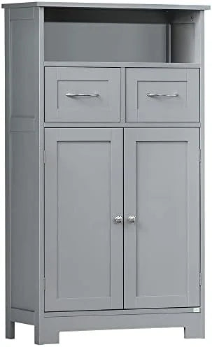 Grey Freestanding Bathroom Cabinet Organizer with Two Drawers V424110