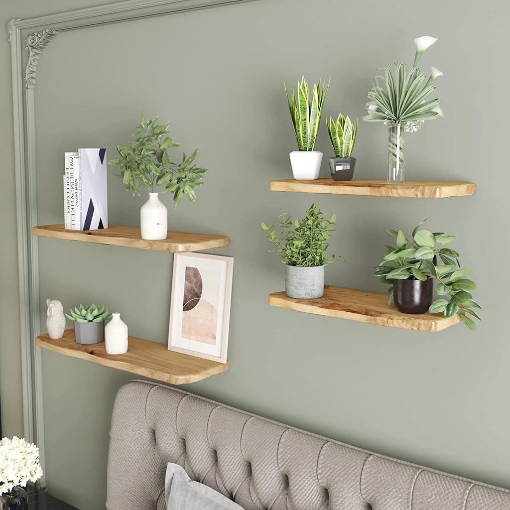 24 Inch Cedar Natural Edge Floating Shelf Set of 2 R2198