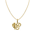 14K Yellow Gold Cherub Initial Pendant with 18" Chain Necklace L689