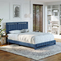 Blue Queen Upholstered Linen Platform Bed U95333