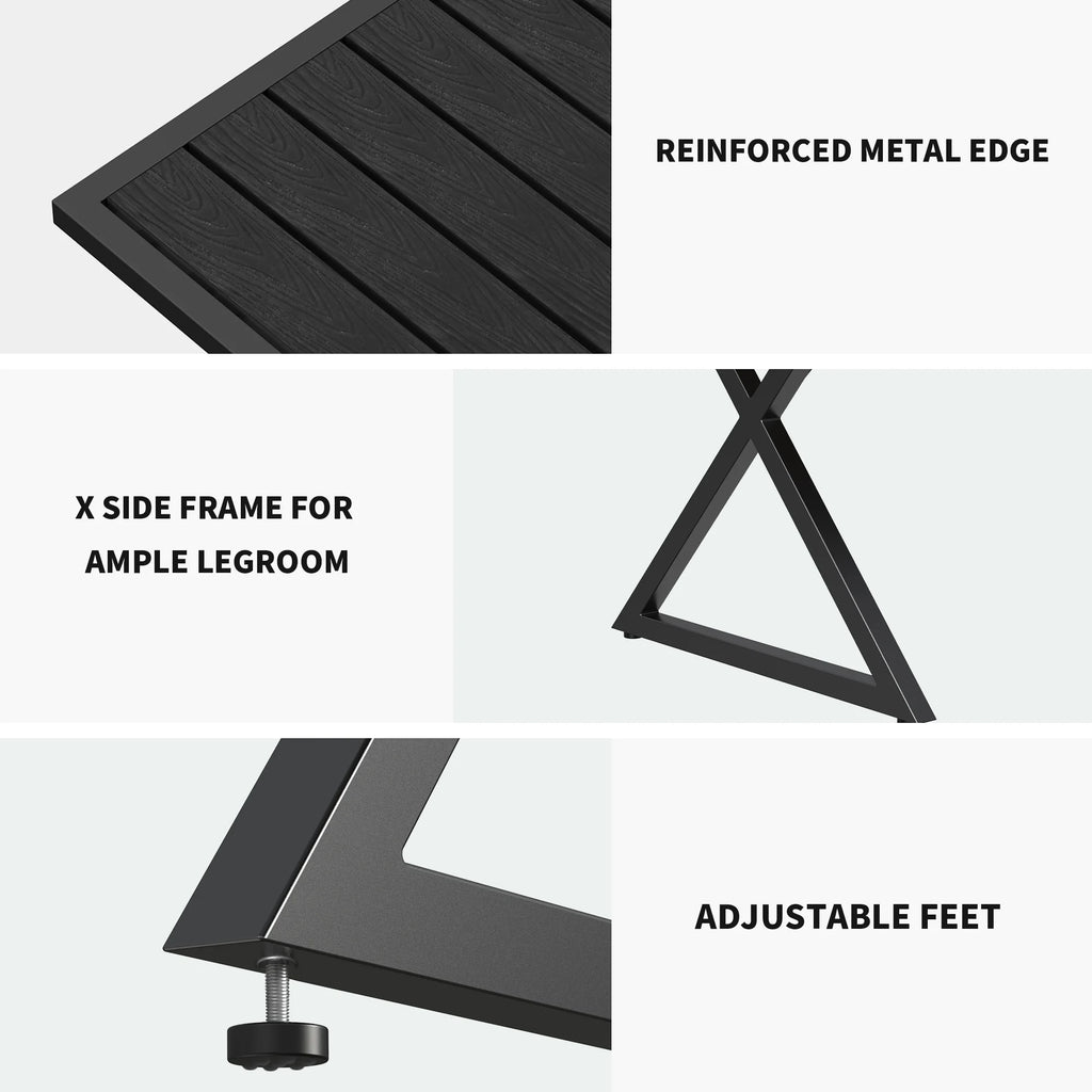 59in Black Metal Outdoor Dining Table Q51427