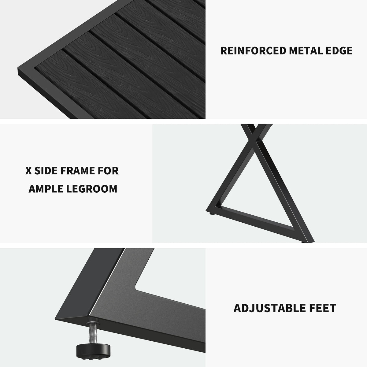 59in Black Metal Outdoor Dining Table Q51427