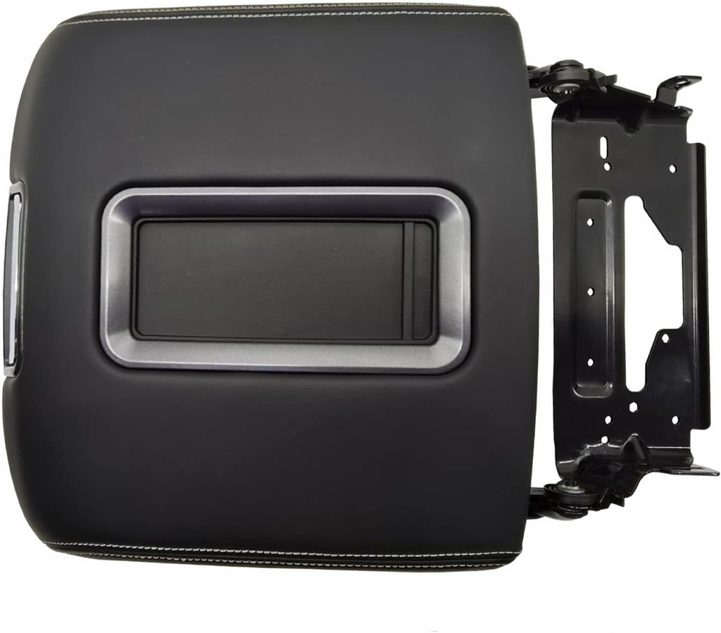 Center Console Armrest Lid with Steel Bracket Black Leather N4583