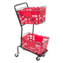 Black Double Hand Basket Shopping Cart W8055