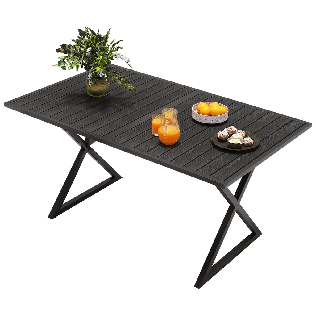59in Black Metal Outdoor Dining Table Q51427