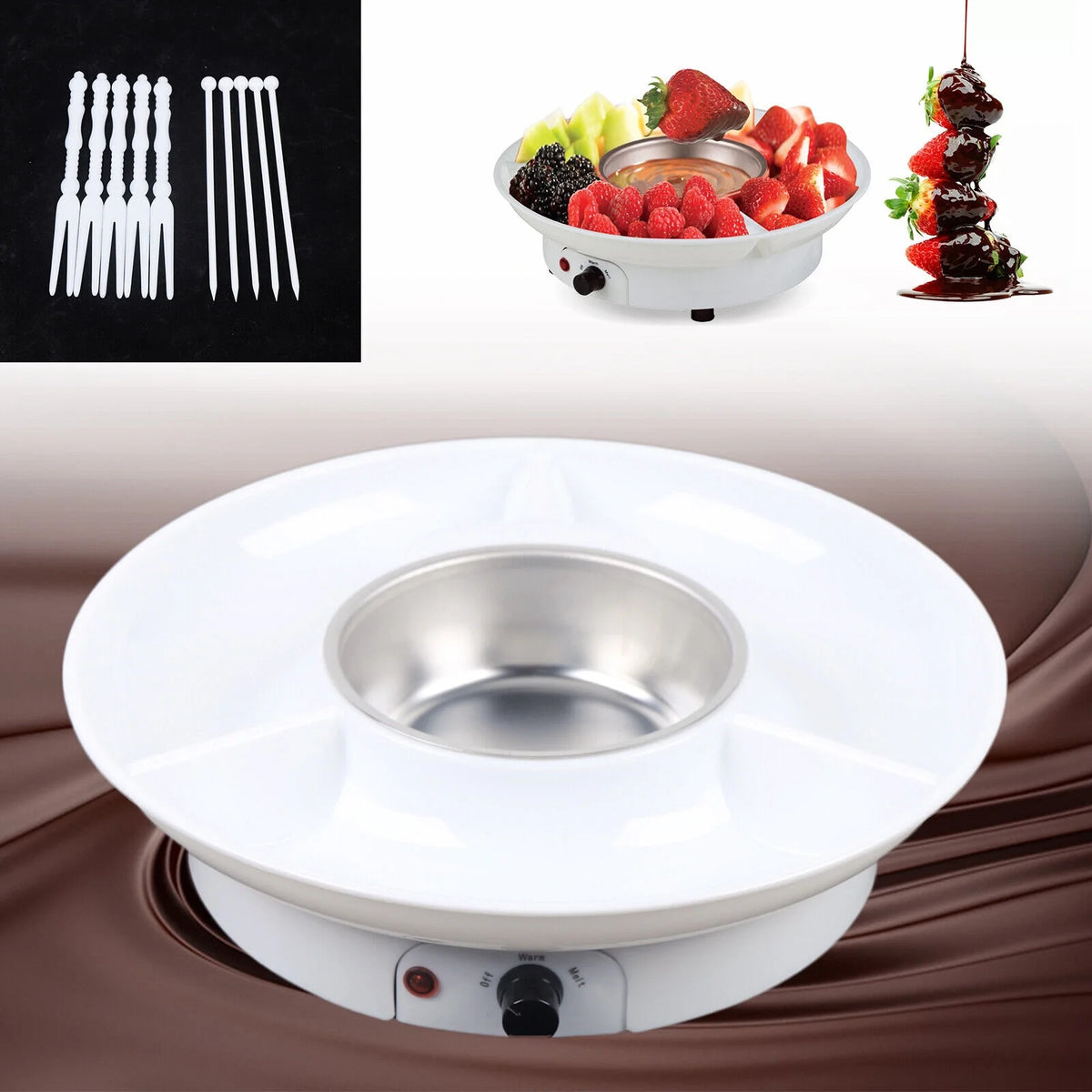 Electric Chocolate Fondue Set with 10 Forks H7488