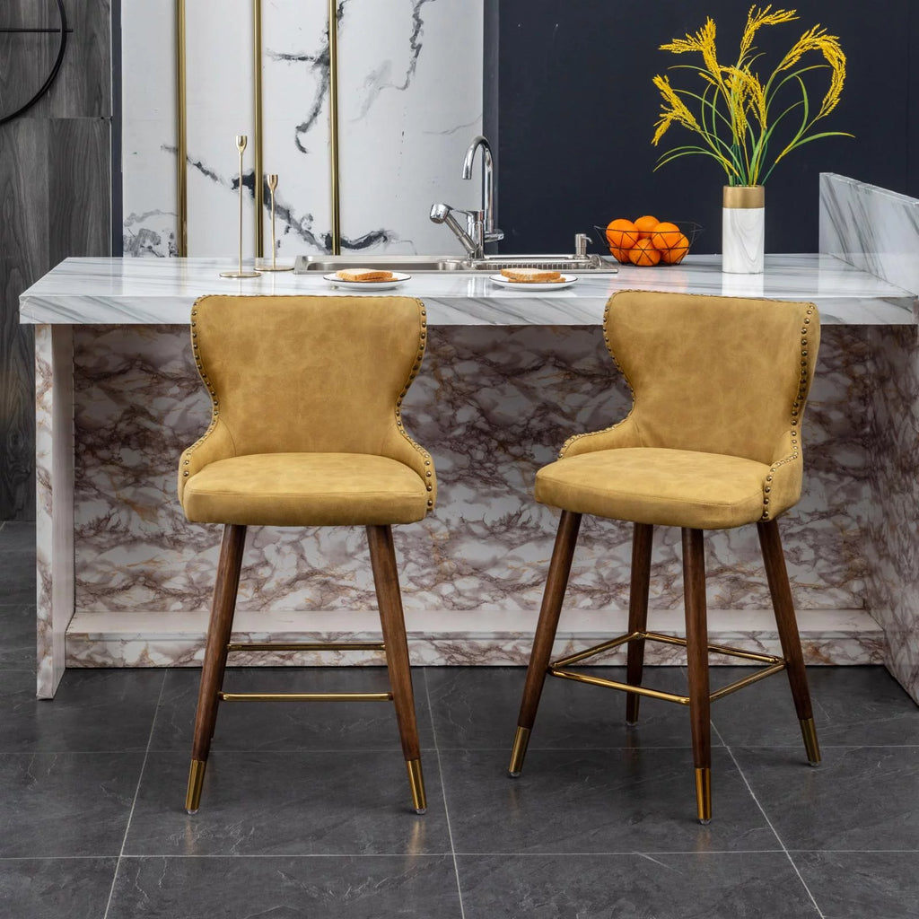 Yellow Faux Leather Counter Stool Set of 2 N5596