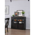 Black & Brown Wood Buffet Server with Storage Drawers & Shelves K81694