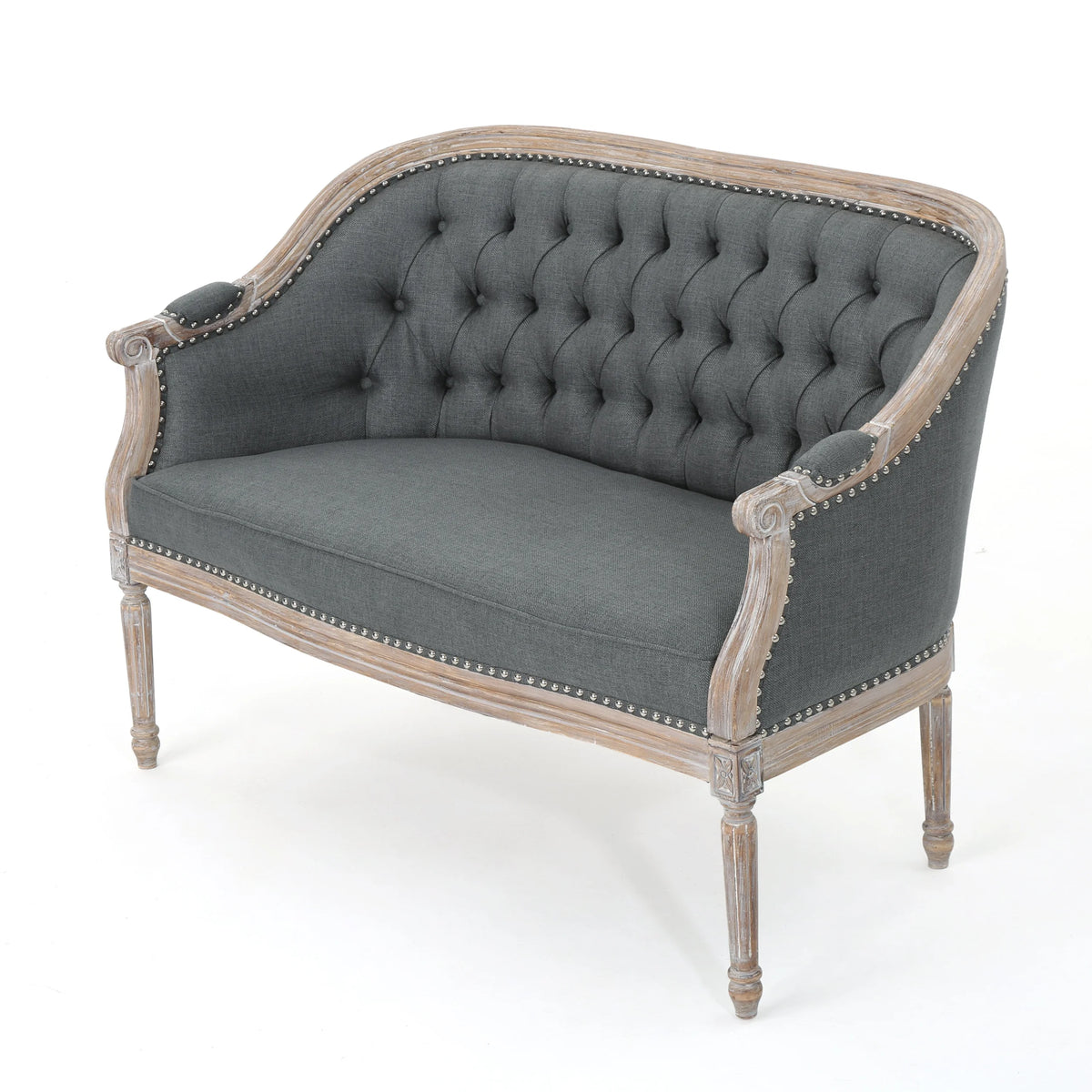 Dark Gray Fabric Loveseat P702661
