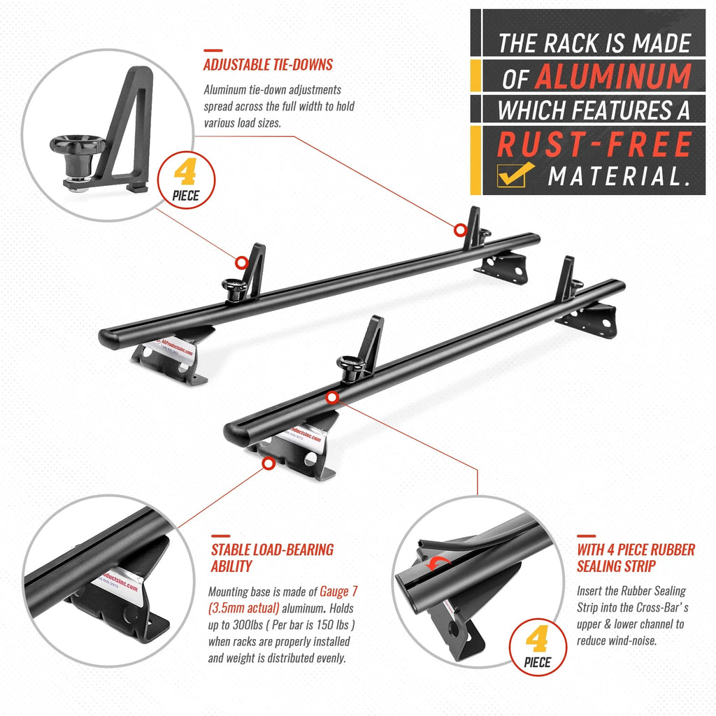 Black Aluminum 2 Bar Van Roof Rack System Y61076