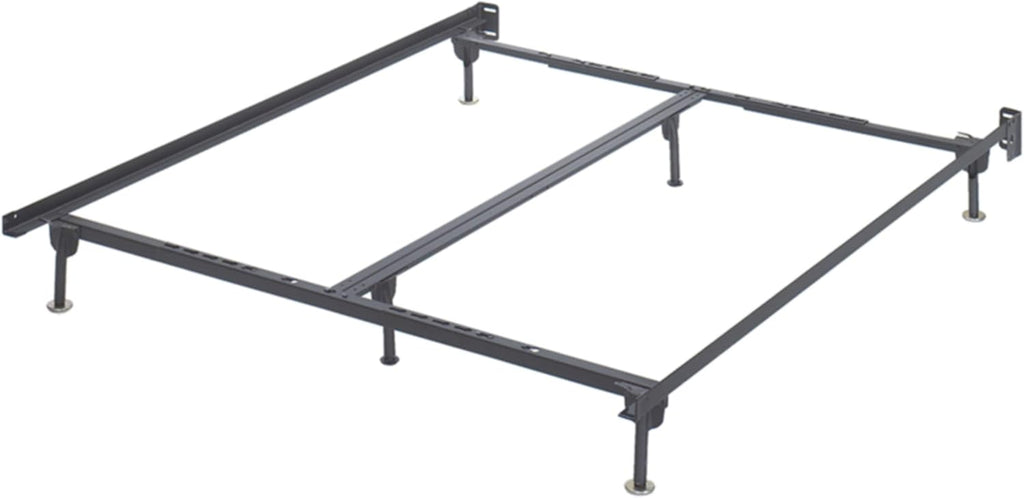 Black Adjustable Metal Bed Base Frame with Floor Glides E98827