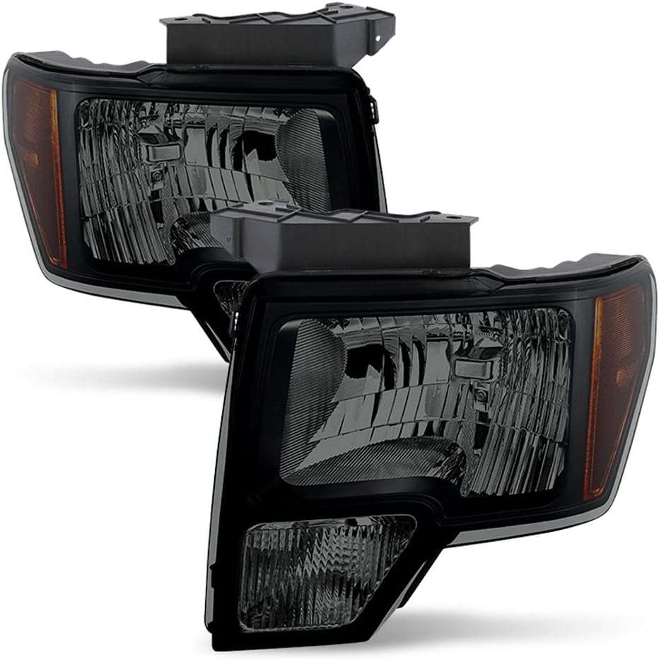Black Housing Smoked Lens Headlights Pair Set E673