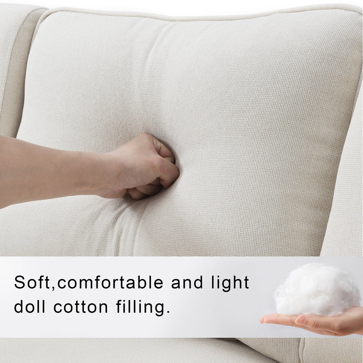 Beige Linen 4 Seater Sofa with Pillows N144483