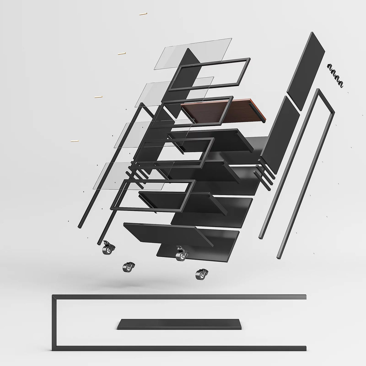 5 Tier Black Kitchen Baker's Rack with Wheels H851967