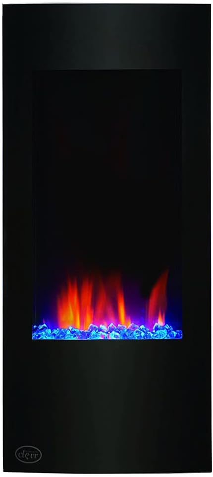 32 Vertical Wall Mounted Electric Fireplace Heater, Black, 750-1500W W156407