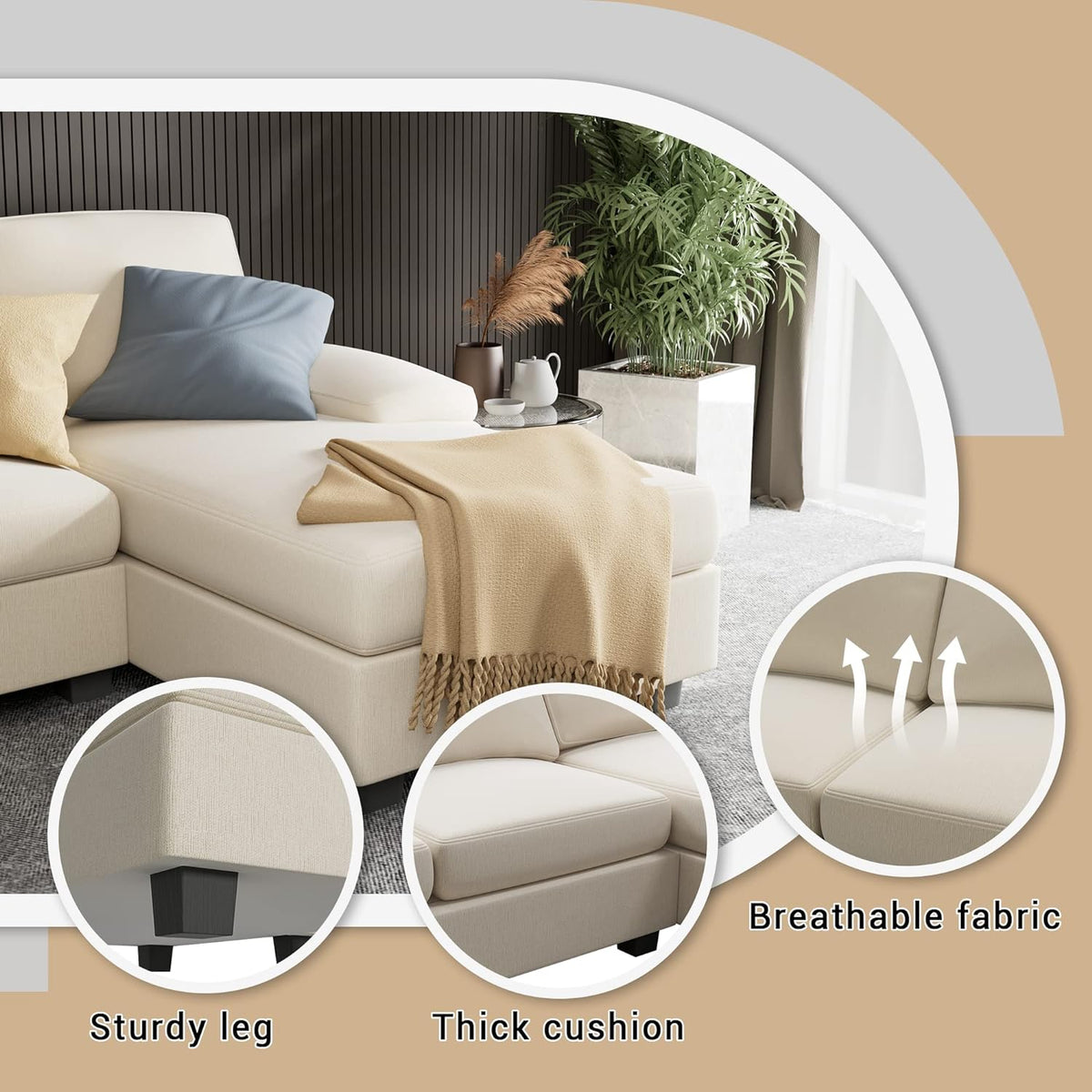 White Modular Sectional Sofa Sleeper with Double Chaise W28887