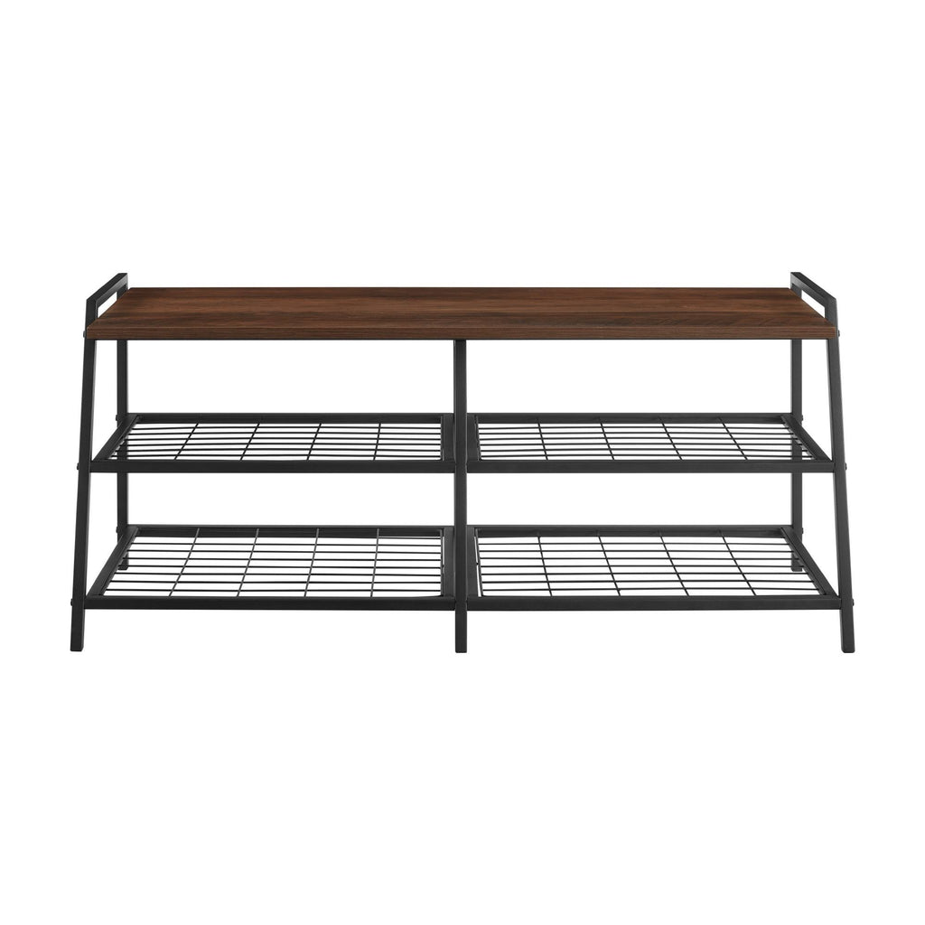 Industrial Shelf Entry Bench Grey Wash X9377