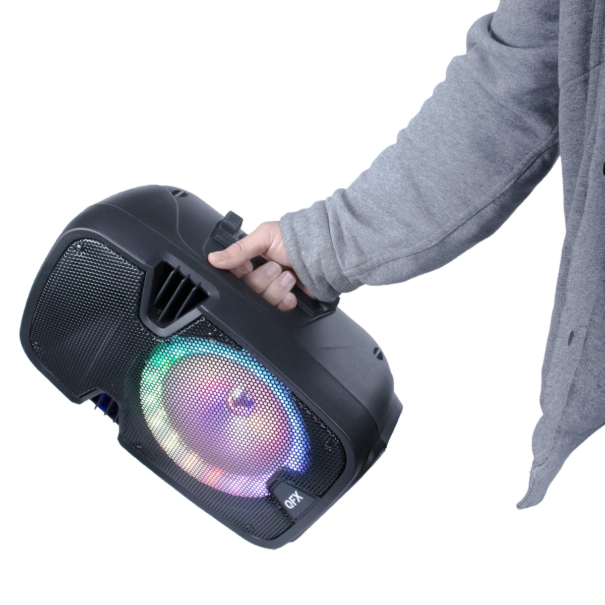 8” Bluetooth Rechargeable Speaker with LED Party Lights and Wired Microphone C974