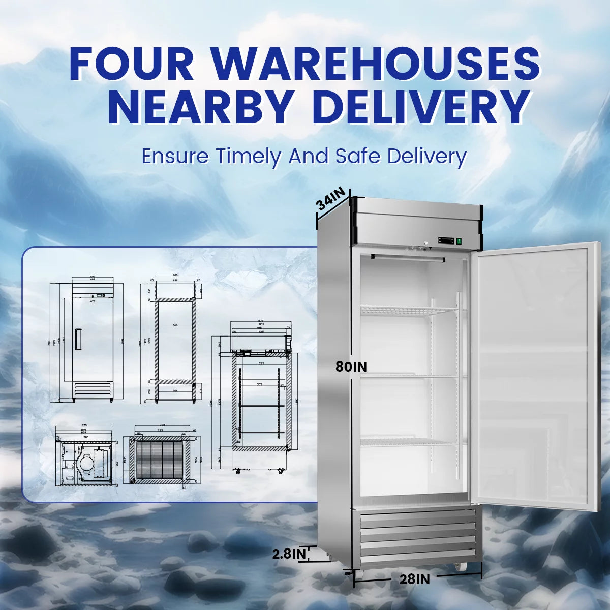 27 Cu.ft Single Door Stainless Steel Reach-in Refrigerator M683552