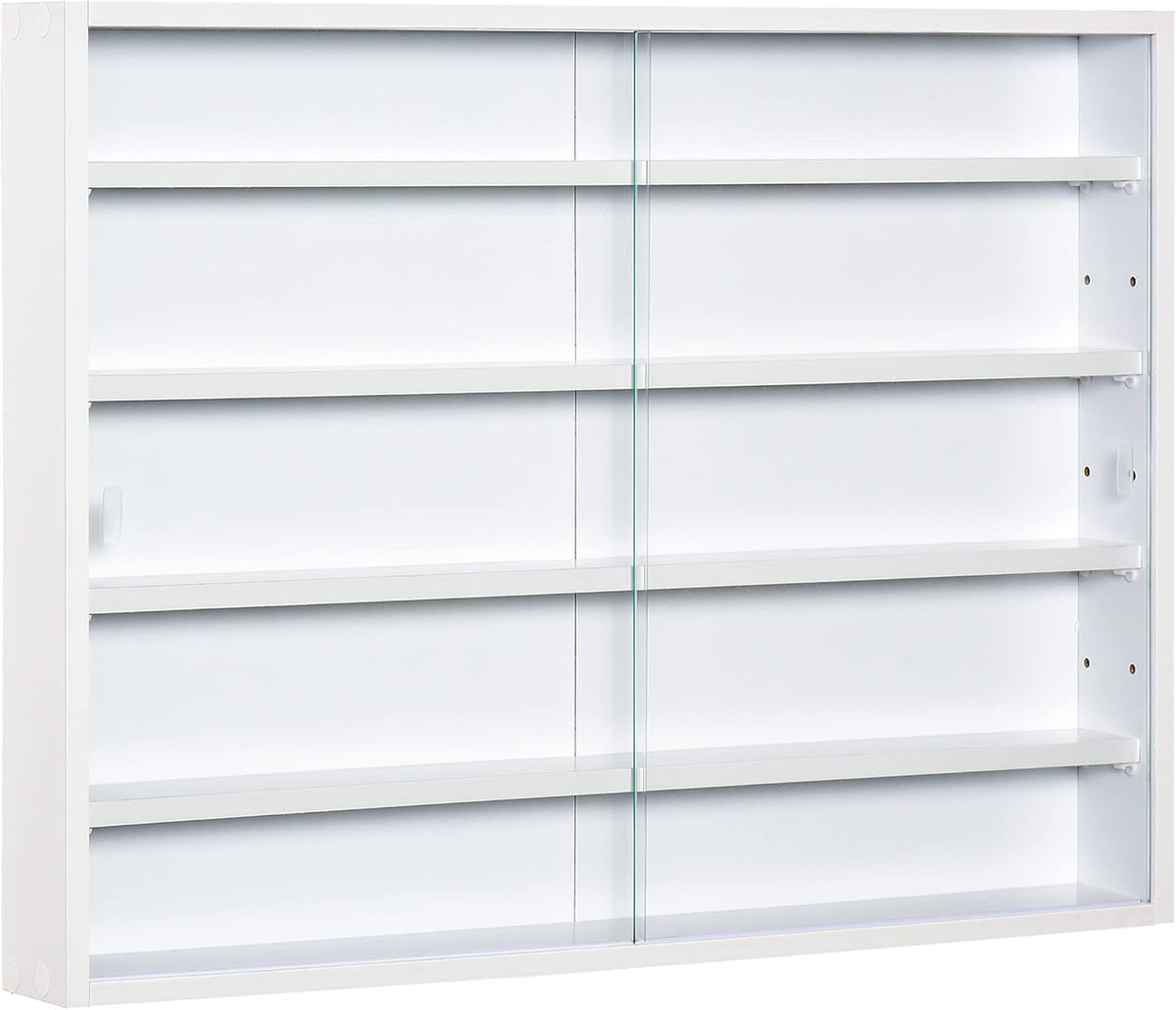 5-Storey Black Wall Shelf Display Cabinet with 2 Glass Doors Z7057