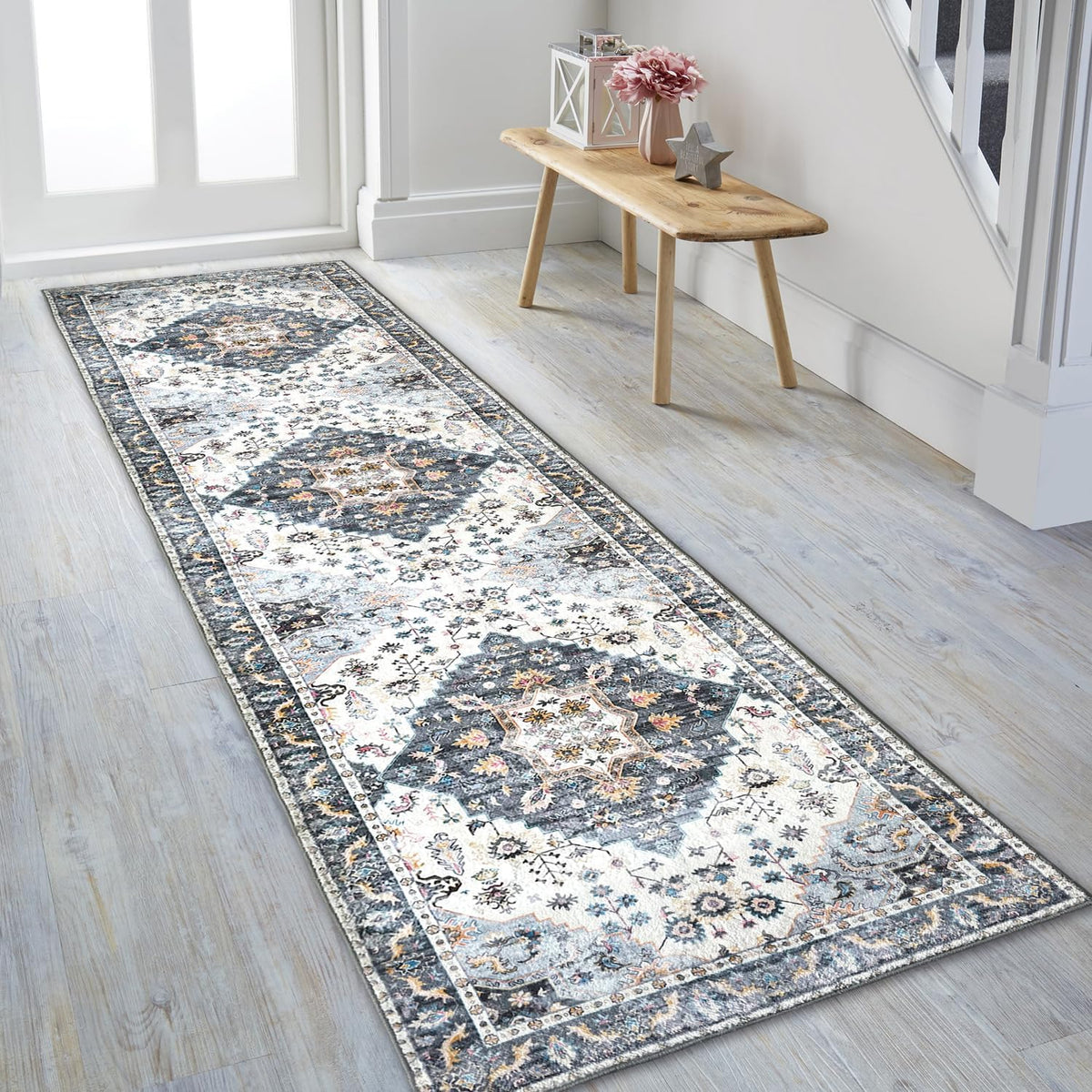 Washable Runner Rug with Rubber Backing X968