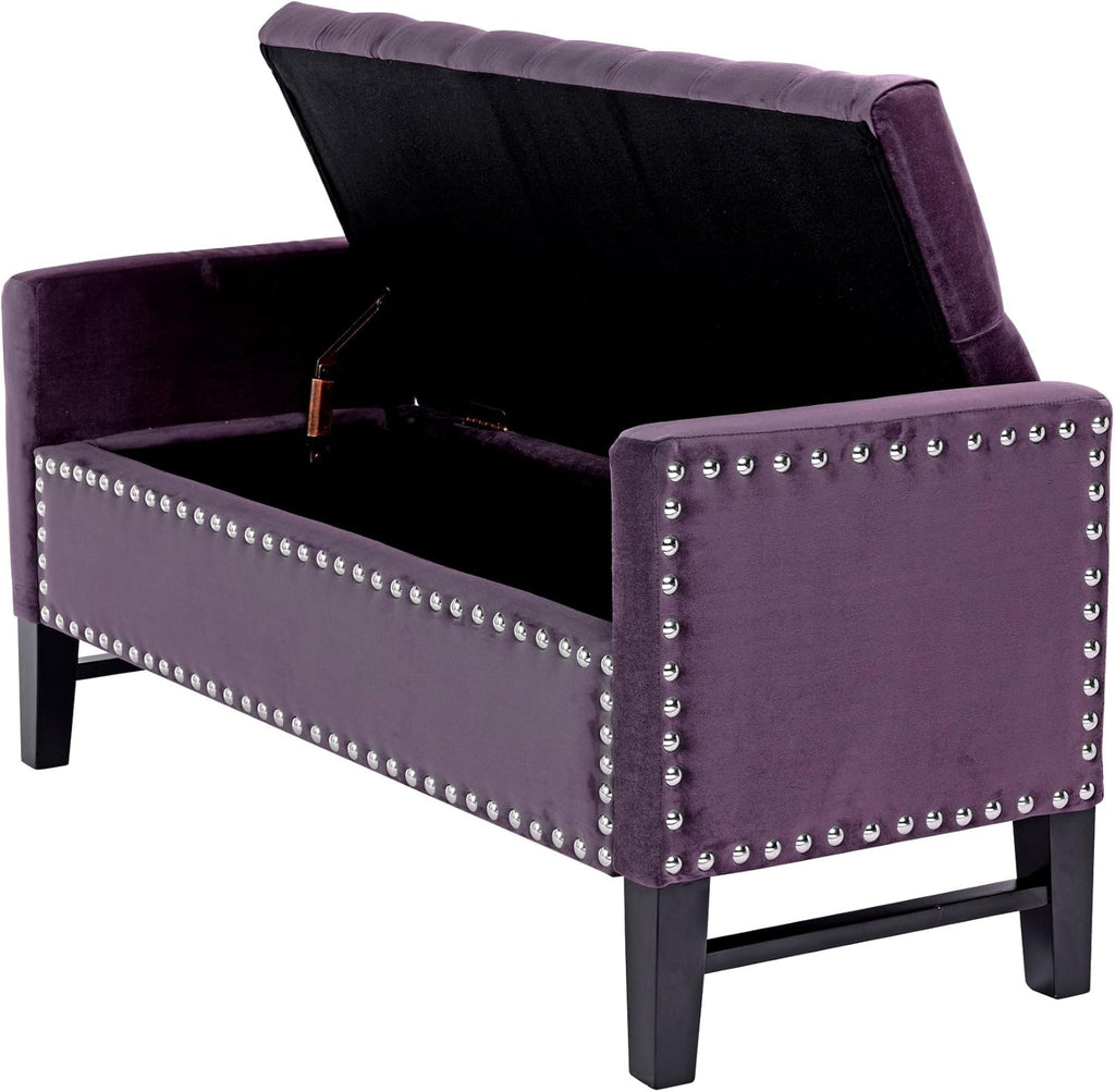 Light Grey Linen Storage Bench C87853