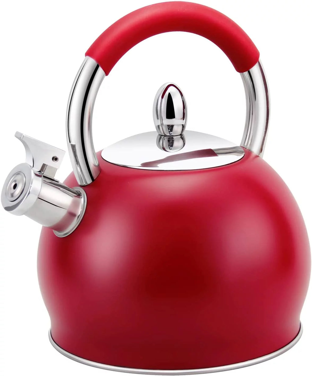 Red Stainless Steel Tea Kettle with Silicone Handle 3.2 Quart U609865