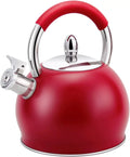 Red Stainless Steel Tea Kettle with Silicone Handle 3.2 Quart U609865