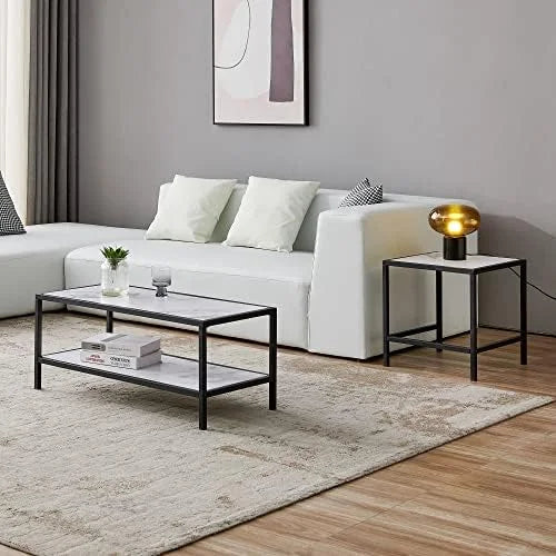Set of 2 Faux Marble Nesting Coffee Table E76173